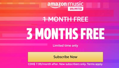 Amazon Canada Offers: 3 Months FREE of Amazon Music