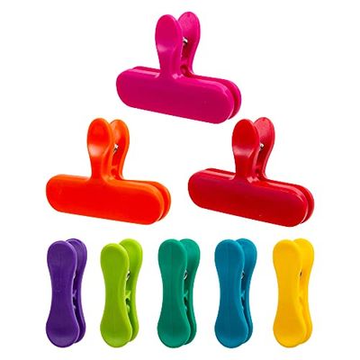 Luciano Housewares 8-Piece Colorful Rainbow Chips Bag & Storage Clip Set, Multicolor 70752