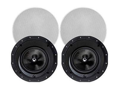Monoprice 134198 in-Ceiling Speakers 8 Inch Carbon Fiber 2-Way with 15 Angled Drivers (Pair) - Alpha Series
