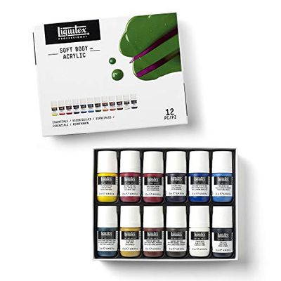 Liquitex Professional Soft Body Acrylic Paint, Essential Set, 12 Colors, 8 Fl Oz