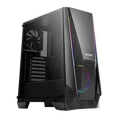 Antec NX Series NX310, Mid Tower ATX Gaming Case, Tempered Glass Side Panel & ARGB LED Effects Front Panel, 280 mm Radiator Support, 1 x 120mm Regular and 1 x 120mm ARGB Fan Included, Black