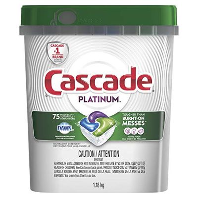 Cascade Platinum Dishwasher Pods, Detergent ActionPacs, Fresh Scent, 75 Count
