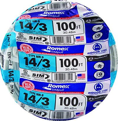 Southwire 63946828 100' 14/3 with Ground Romex SIMpull Residential Indoor Electrical Wire Type NM-B, White
