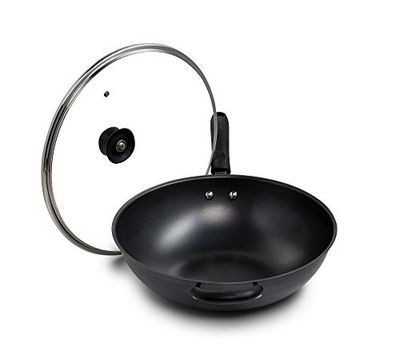 苏泊尔 SUPOR FC34T12C 34cm Carbon Steel Wok with Lid Black Small