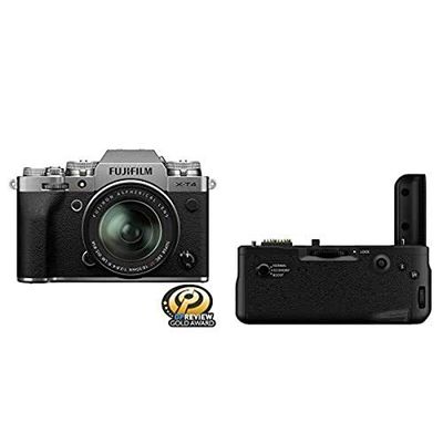 Fujifilm X-T4 Mirrorless Digital Camera XF18-55mm Lens Kit, Silver with VG-XT4 Vertical Battery Grip