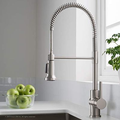 KRAUS Britt™ Single Handle Commercial Kitchen Faucet with Dual Function Sprayhead in All-Brite™ Spot Free Stainless Steel Finish
