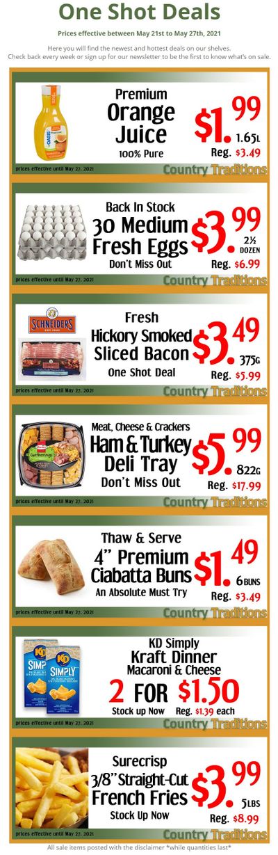 Country Traditions One-Shot Deals Flyer May 21 to 27