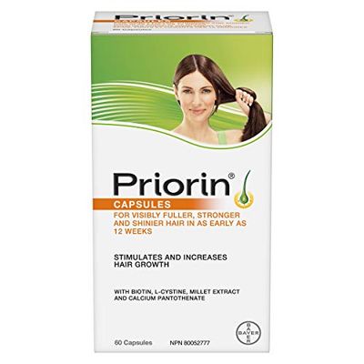 PRIORIN Hair Growth Stimulant, For Women and Men, with Biotin, Millet Extract, L-Cystine and Calcium Pantothenate, 60 Count