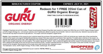 Get A Coupon For A Free Can of Guru Energy Drink!