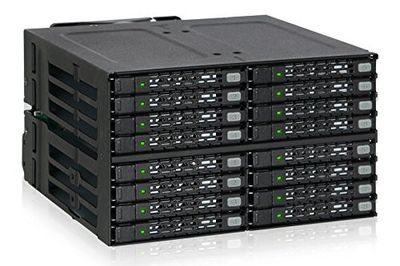 ICY DOCK ToughArmor Rugged Full Metal 16 Bay 2.5” SAS/SATA SSD/HDD Backplane Cage for 2X External 5.25” Bay - MB516SP-B