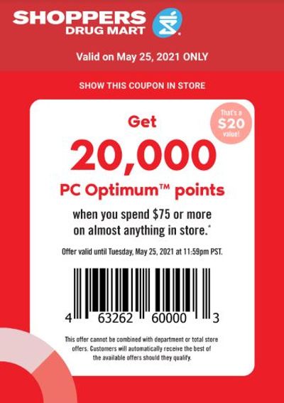 Shoppers Drug Mart Tuesday Text Offer: Get 20,000 Points When You Spend $75