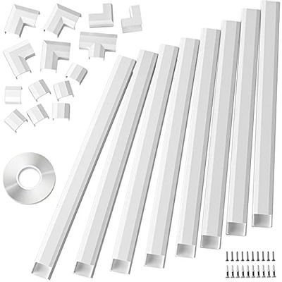 Cable Concealer, Large Size Cord Cover Fits 4 Loose Cords, Wire Cover for Wall Mount TV, Paintable Cable Hider Channel Kit for Home Office, 8X L15.7 X W1.18 X H0.6 inches, White