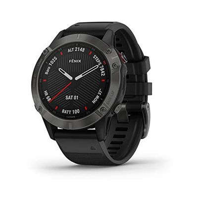 Garmin Fenix 6 Sapphire, Premium Multisport GPS Watch, Features Mapping, Music, Grade-Adjusted Pace Guidance and Pulse Ox Sensors, Carbon Gray DLC with Black Band $879.99 (Reg $1029.99)
