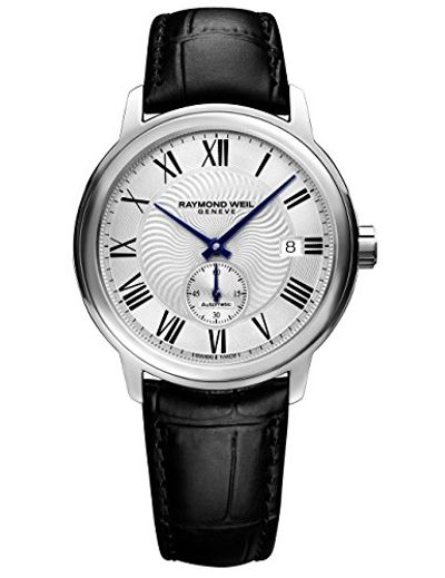 Raymond Weil Men's Maestro Stainless Steel Swiss-Automatic Watch with Leather Calfskin Strap, Black, 20 (Model: 2238-STC-00659) $691.98 (Reg $1687.99)