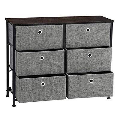 SONGMICS Storage Dresser with 6 Drawers for Closet, Nursery, Dorm Room, 31.5L inches, Grey ULTS23G
