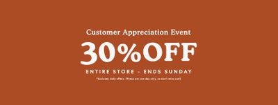 Roots Canada Customer Appreciation Event: Save 30% Off Entire Site