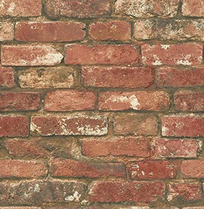 NuWallpaper NU2214 Brick Peel & Stick Wallpaper, Red