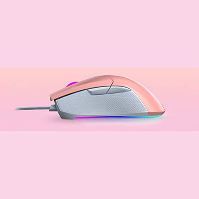 ASUS Optical Gaming Mouse - ROG Gladius II Origin Limited Edition PNK | Ergonomic Right-Handed PC Gaming Mouse for FPS Games | 12000 DPI Optical Sensor | Aura Sync RGB, ROG Armoury II | Pink