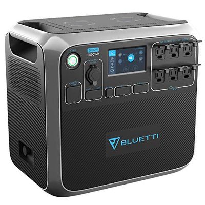 BLUETTI Portable Power Station AC200P 2000Wh Solar Generator with LiFePO4 Battery Cell Backup Battery with 6AC 110V/2000W DC12V PD 60W USB-C Dual Wireless Charging for Outdoor RV/Van Camping/Emergency
