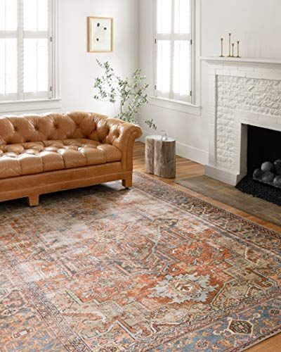 Loloi Rugs LORELQ-15TCSC Loren Collection Area, 5' x 7'-6", Terracotta/Sky $247.59 (Reg $316.87)