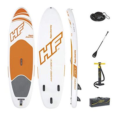 Hydro-Force Aqua Journey Inflatable Stand Up Paddle Board, 9' x 30" x 6" | Inflatable SUP for Adults & Kids | Complete Kit Includes Adjustable Aluminum Paddle, Hand Pump, Travel Bag, Surf Leash $305.13 (Reg $411.87)