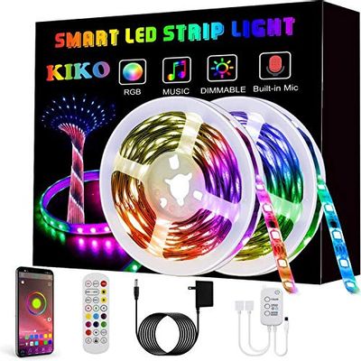 LED Strip Lights, KIKO Smart Color Changing Rope Lights 32.8ft 10m SMD 5050 RGB Light Strips with Bluetooth Controller Sync to Music Apply for TV, Bedroom, Party and Home Decoration $10.31 (Reg $41.99)
