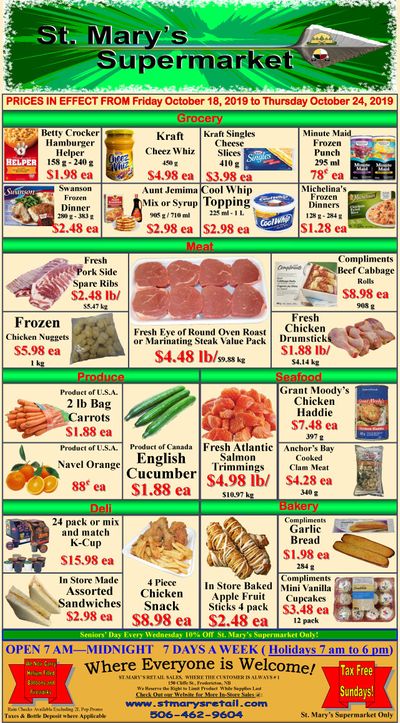 St. Mary's Supermarket Flyer October 18 to 24