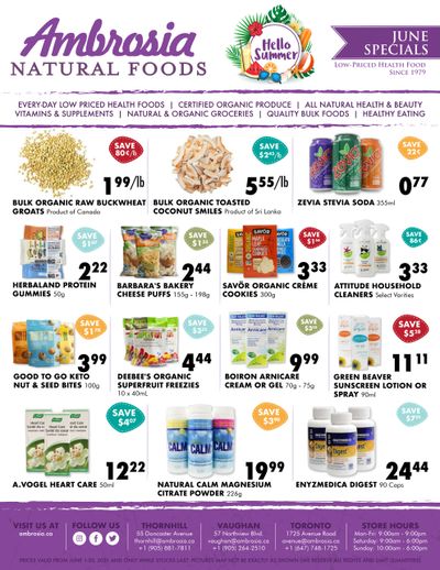 Ambrosia Natural Foods Flyer June 1 to 30