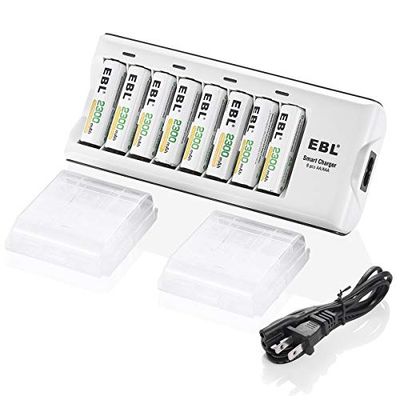 EBL 8 Bay Smart Battery Charger with 8-Pack AA Rechargeable Batteries 2300mAh Ni-MH 1.2V $36.99 (Reg $39.99)