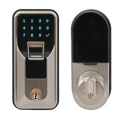 iMagic IM010102 Electronic Fingerprint Deadbolt, Keypad Entry Door Lock, 5-9/16 in., Zinc Construction, Satin Nickel Finish, LED Touch Screen Keypad Lock w/Alarm, One-Touch Locking w/Keys, 1 Kit $128.82 (Reg $147.63)