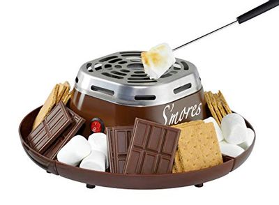 Nostalgia Indoor Electric Stainless Steel S'mores Maker with 4 Compartment Trays for Graham Crackers, Chocolate, Marshmallows and 2 Roasting Forks, Brown $32.05 (Reg $34.07)