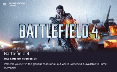Battlefield 4 for FREE on Amazon Prime