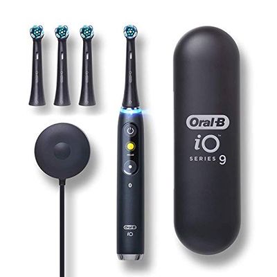 Oral-B iO Series 9 Electric Toothbrush with 4 Oral-B iO Replacement Brush Heads, Black Onyx, 1 Count $299.99 (Reg $379.97)