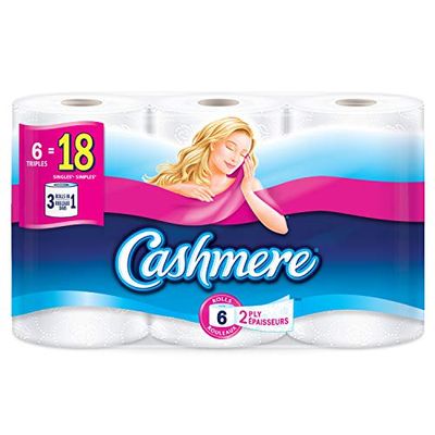 Cashmere Soft & Thick Toilet Paper, 6 Triple Rolls = 18 Single Rolls, 2178 count $4.49 (Reg $7.99)