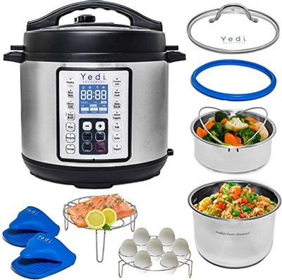 Yedi Houseware 9 in 1 Total Package Instant Programmable Pressure Cooker, 8 Quart, Stainless Steel $144.45 (Reg $187.53)