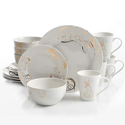 Gibson Seasonal Gold 16 PC Dinnerware Set, Decorated, Porcelain $72.4 (Reg $93.10)
