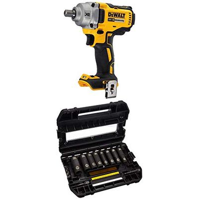 DEWALT DCF894B 20V Max* Xr 1/2" Mid-Range Cordless Impact Wrench with Detent Pin Anvil with DEWALT DW22812 1/2-Inch 10-Piece Impact Ready Socket Set (SAE) $293.55 (Reg $396.70)