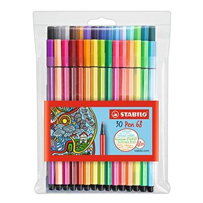 Stabilo Pen 68 Coloring Felt-tip Marker Pen, 1 mm - 30-Color Wallet Set $25.35 (Reg $43.97)