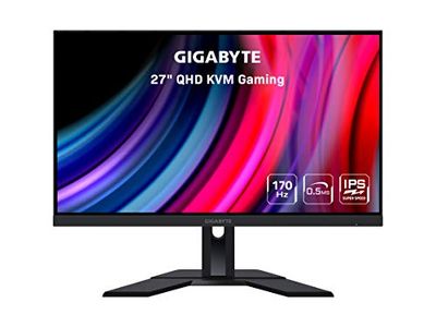 Gigabyte M27Q 27" 170Hz 1440P KVM Gaming Monitor, 2560 x 1440 SS IPS Display, 0.5ms (MPRT) Response Time, 92% DCI-P3, HDR Ready, FreeSync Premium, 1x Display Port 1.2, 2X HDMI 2.0, 2X USB 3.0, Black $399.99 (Reg $440.97)