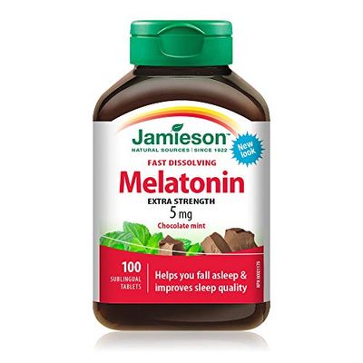 Melatonin 5 mg Extra Strength - Chocolate Mint Flavour Fast Dissolving Tablets $5.68 (Reg $10.77)