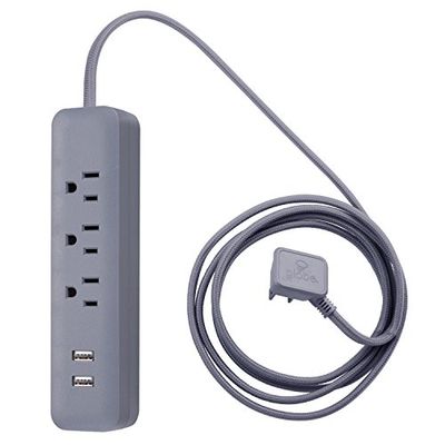 Globe Electric Designer Series 6ft 3-Outlet USB Surge Protector Power Strip, 2x USB Ports, Surge Protector, Gray , 78252 $19.99 (Reg $22.77)
