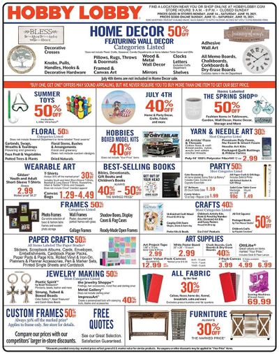 Hobby Lobby Weekly Ad Flyer June 13 to June 19