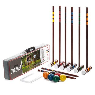Franklin Sports 50211 Croquet Set - Includes 6 Croquet Wood Mallets, 6 All Weather Balls, 2 Wood Stakes and 9 Metal Wickets - Classic Family Outdoor Game - Family Set $60.31 (Reg $87.27)
