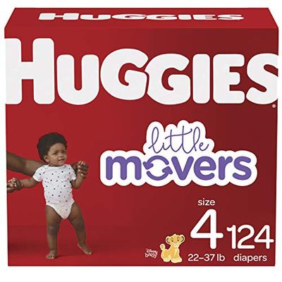 Diapers Size 4 - Huggies Little Movers Disposable Baby Diapers, 124ct, Mega Colossal Pack 124 count $27.98 (Reg $50.67)