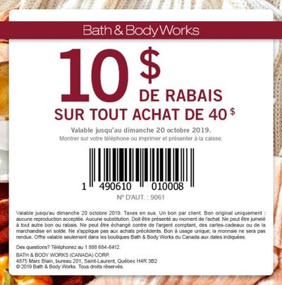 Bath & Body Works Canada Coupons: Save $10 Off Any $40 Purchase with Coupon + More Deals