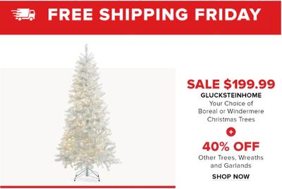 Hudson’s Bay Canada Bay Days Deals: FREE Shipping Today Only + Save 50% off Glucksteinhome 7.5ft Boreal Cashmere Tree with 300 Warm White Light for $199.99