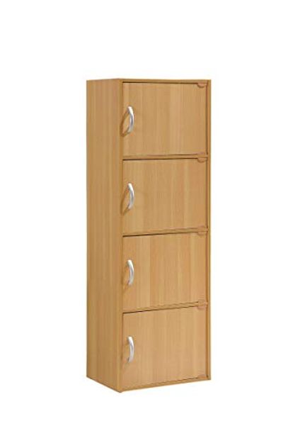 Hodedah 4 Door, Four Shelves, Enclosed Storage Cabinet, Beech $62.65 (Reg $78.37)