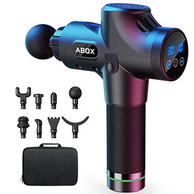 ABOX Muscle Massage Gun, 30 Speeds Deep Tissue Massage Gun with 8 Heads Super Quiet Brushless Motor, Handheld Percussion Massager for Athletes Muscle Pain Relief $149.99 (Reg $159.99)