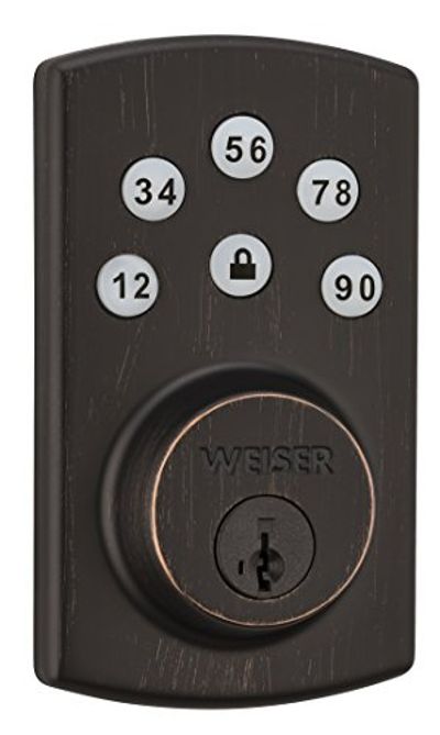 Weiser Powerbolt 2.0 Electronic Deadbolt Featuring SmartKey, Exterior Door Lock with Keypad, Venetian Bronze (9GED14600-102) $102.99 (Reg $129.99)