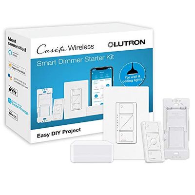 Lutron Caseta Wireless Smart Lighting Single Pole/3-Way Dimmer Switch Starter Kit, P-BDG-PKG1W-A-C, Compatible with Alexa, Apple HomeKit, and The Google Assistant, White $97.79 (Reg $119.95)